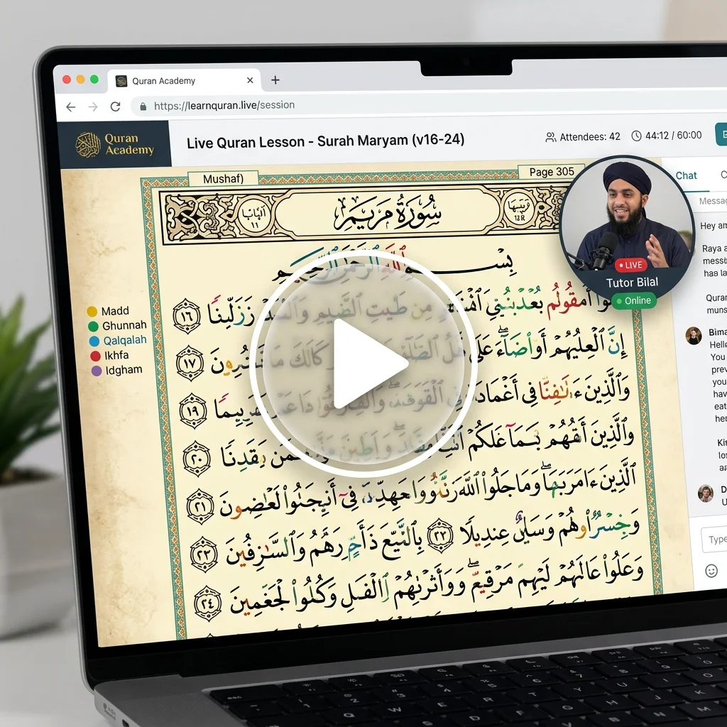 Online Quran Lesson video preview overlay